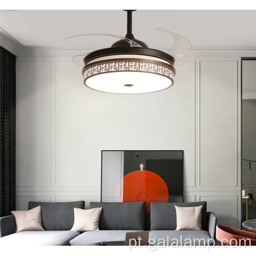 Ventilador de lâmina retrátil com iluminação remota e LED